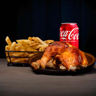 Producto 1/4 de Pollo + Papas Fritas + Lata