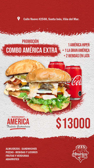 Producto 2 América Extra + 2 bebidas